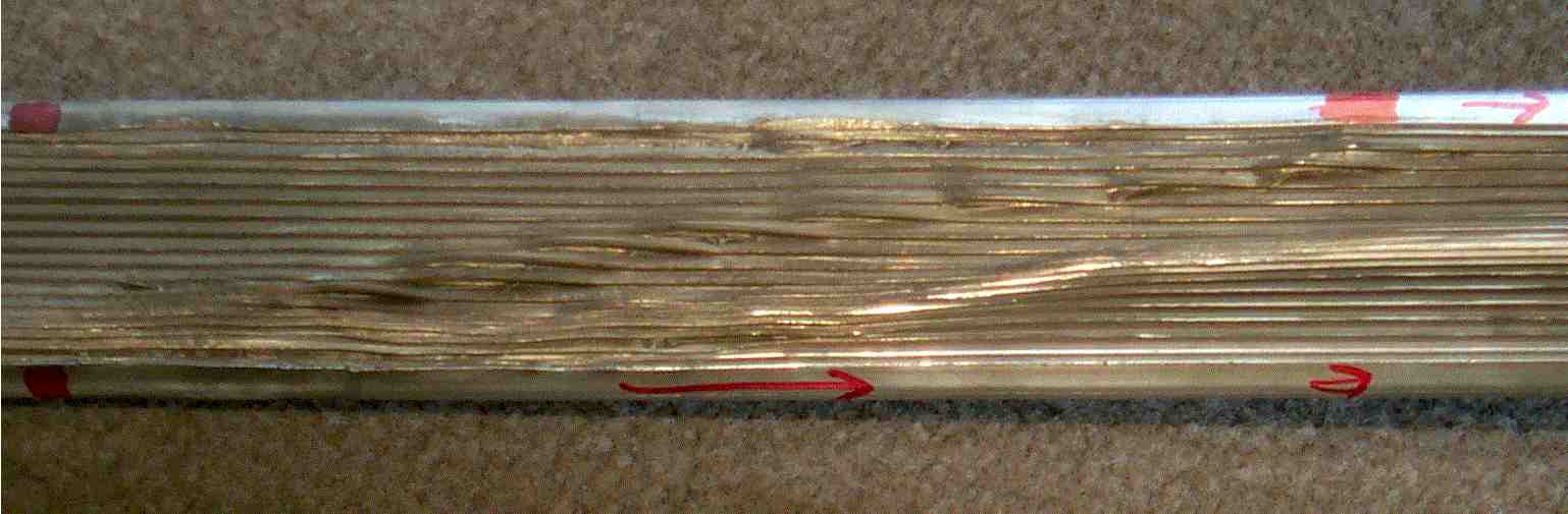 A picture of the aluminum grooved rail,
post-experiment